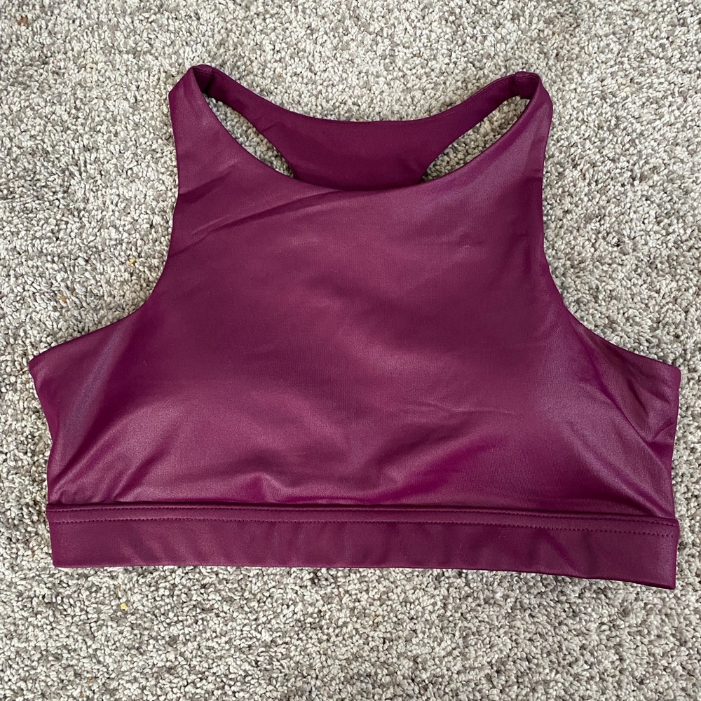 Purple high neck sports bra medium